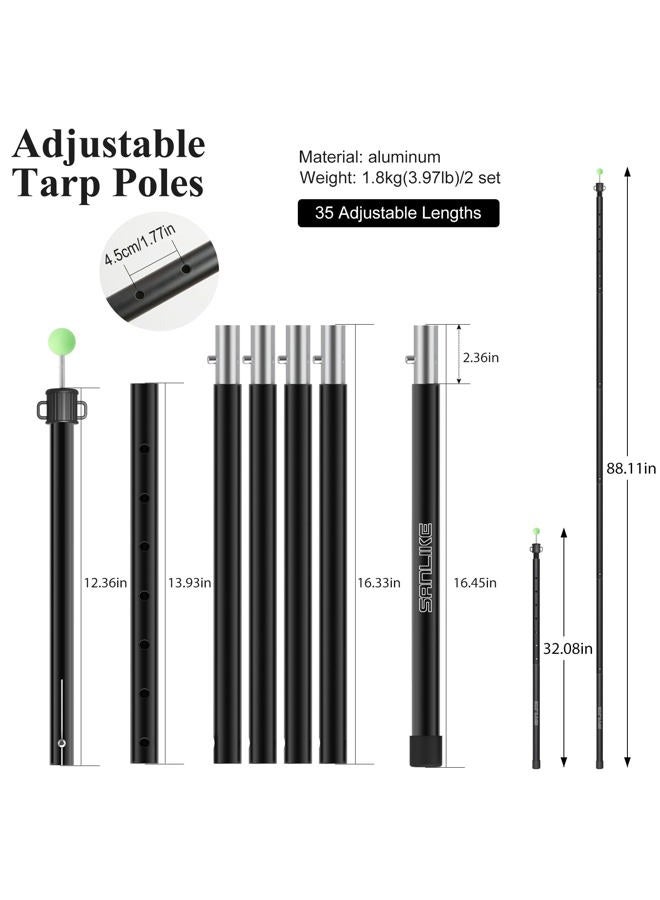 SAN LIKE Tent Poles for Camping Adjustable Tarp Pole Lightweight Aluminum Telescopic Pole with 6 Section Connection Canopy Pole for Awning Shelter Backpacking Collapsible from 29in to 82.68in (2 Set) - Image 2