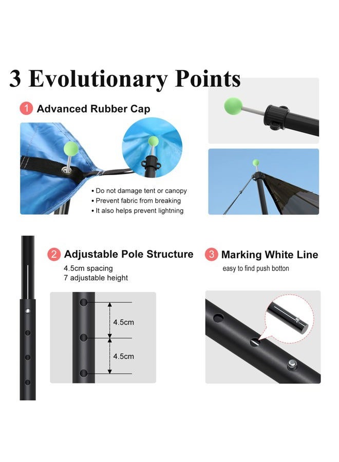 SAN LIKE Tent Poles for Camping Adjustable Tarp Pole Lightweight Aluminum Telescopic Pole with 6 Section Connection Canopy Pole for Awning Shelter Backpacking Collapsible from 29in to 82.68in (2 Set) - Image 4