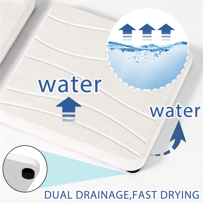 Lyxel 2PCS Water Absorbing Stone Tray, Fast Drying Stone Sink Tray, Water Absorbent Diatomite Trays, Stones Soap Trays, Diatomite Coasters for Kitchen Sink Bathroom Counter, Hand Soap Dish & Holders - Image 2
