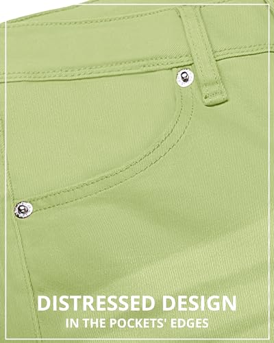 GRAPENT Business Casual Pants for Women Stretch High Waisted Flare Ripped Jeans Lettuce Green Size 12-14 - Image 5