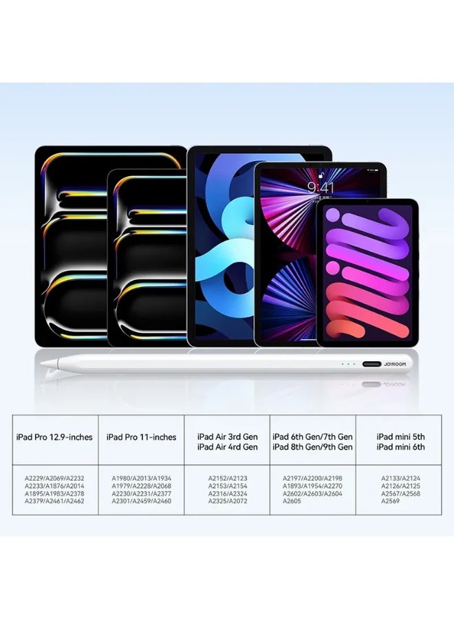 جوي روم JOYROOM JR-X15 PRO active capacitive stylus pen, built for iPad models, released in 2018 and later, Fast Charge - White white - Image 2