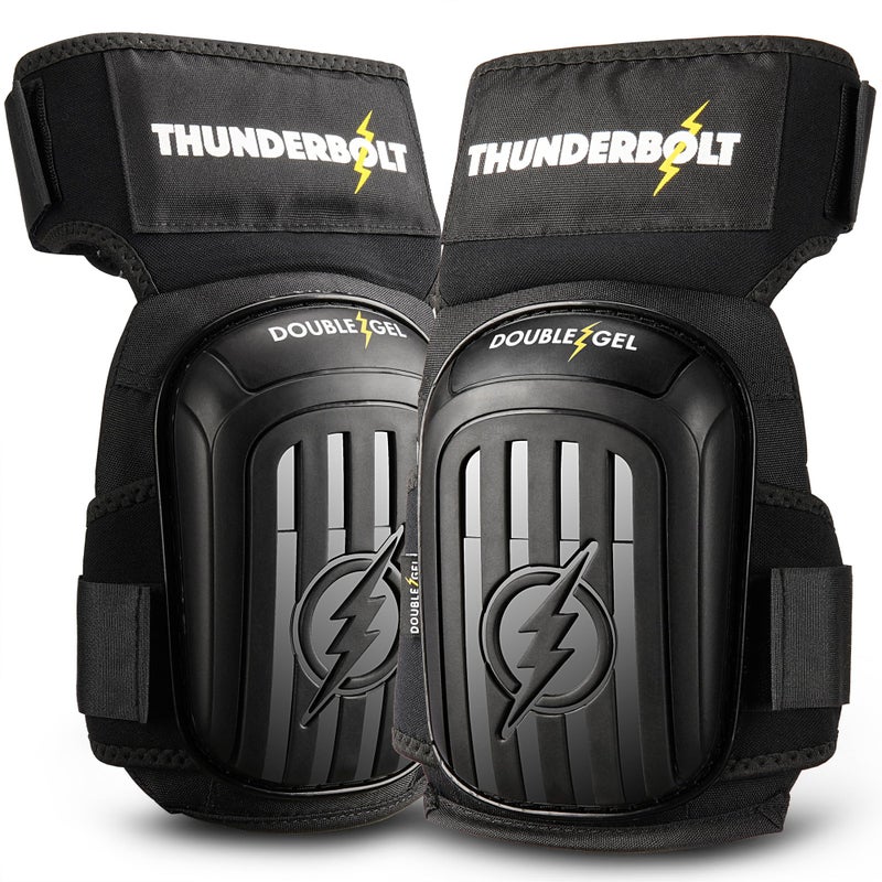 Thunderbolt Knee Pads for Men Construction Knee Pads for Work for Men and Women with Double Gel for Gardening Flooring Roofing Heavy Duty with Extra Thick Foam and Strong Adjustable Non-Slip Straps - Image 1