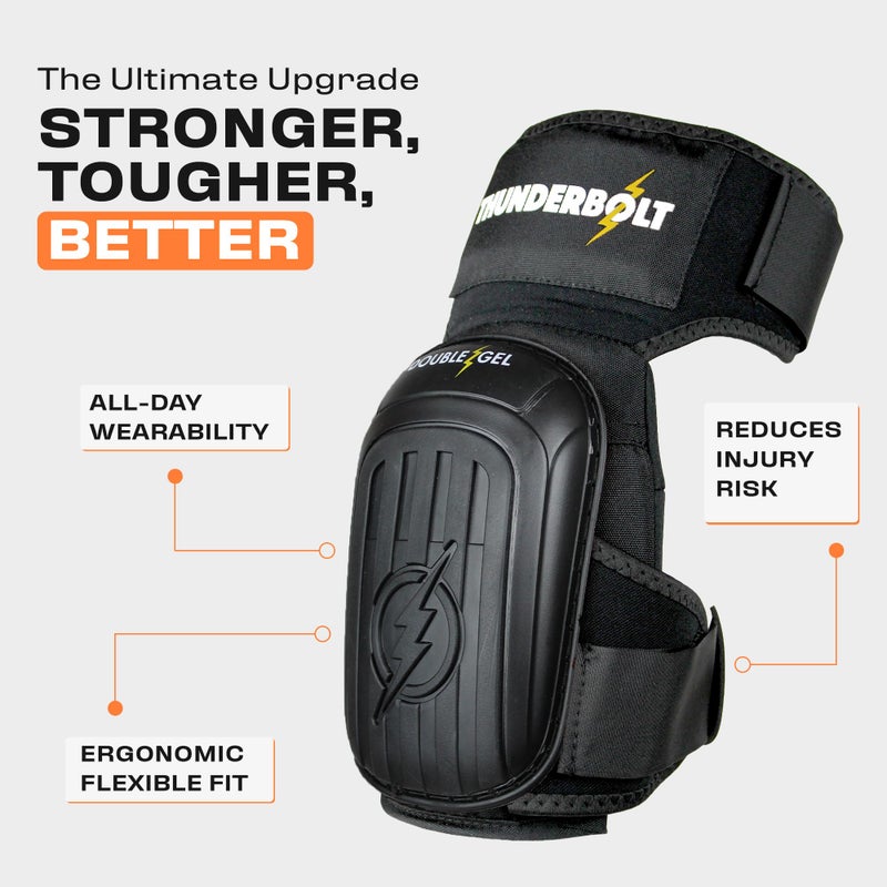 Thunderbolt Knee Pads for Men Construction Knee Pads for Work for Men and Women with Double Gel for Gardening Flooring Roofing Heavy Duty with Extra Thick Foam and Strong Adjustable Non-Slip Straps - Image 3