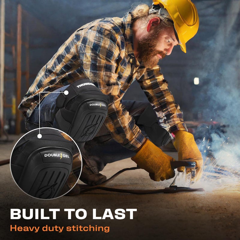 Thunderbolt Knee Pads for Men Construction Knee Pads for Work for Men and Women with Double Gel for Gardening Flooring Roofing Heavy Duty with Extra Thick Foam and Strong Adjustable Non-Slip Straps - Image 5
