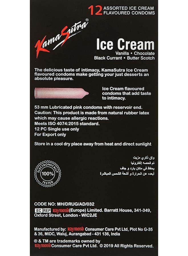 Kamasutra عبوة من 12 واقي ذكري بنكهة الآيس كريم - Image 2