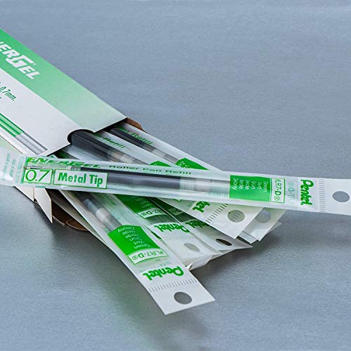 Pentel حبر إعادة تعبئة بنتل لقلم جيل إنرجل BL57/BL77، 0.7 مم، طرف معدني، حبر أخضر، علبة من 12 (LR7-D-12) - Image 4