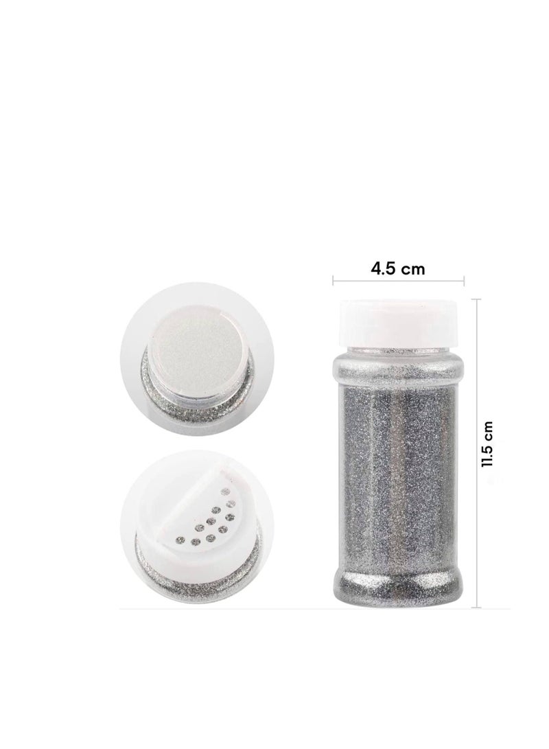 Sadaf زجاجة هزازة لامعة، 100 جرام من جليتر الفضة لصب الراتنج، الصلصال، الرسم، تزيين الألبومات، مستلزمات الفنون والحرف - Image 2