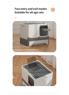Old_Feller Extra Large Fully Enclosed Cat Litter Box, Splash-Proof Cat Toilet Blue Pink 38x45x35cm  - Image 4