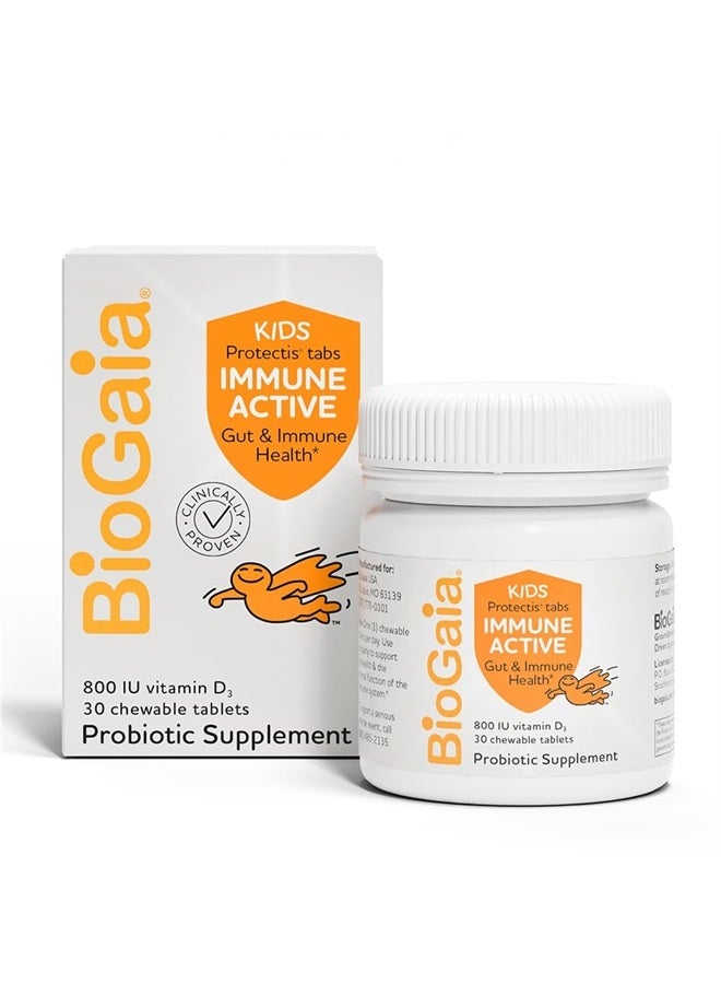 BioGaia Protectis Immune Active Kids Probiotic | Probiotic + Vitamin D | Supports Immune, Digestive & Overall Health | Kids Probiotic | Kids Immune Support | Chewable Tablets | 30 Ct - Image 1