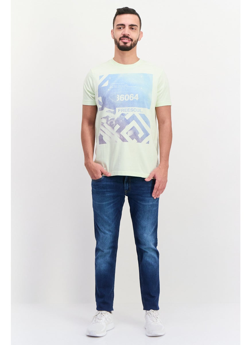 Free Soul Men Crew Neck Short Sleeve Printed Troon T-Shirts, Light Green  - Image 3