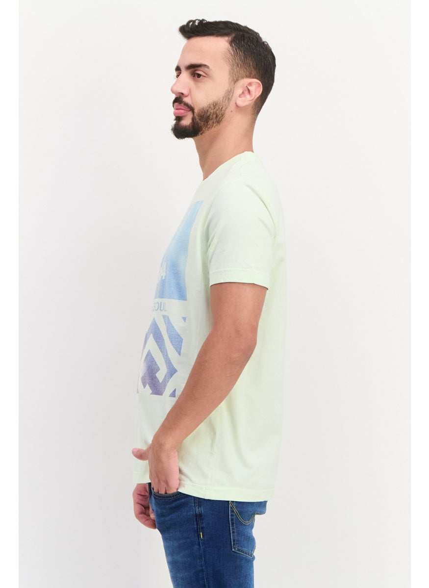 Free Soul Men Crew Neck Short Sleeve Printed Troon T-Shirts, Light Green  - Image 4