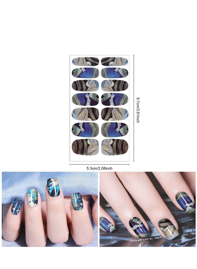 Marble Nail Art Polish Stickers Full Wrap Strips 12 Sheets, Self-Adhesive Nail Polish Stickers Decal Marble Printed Full Wraps Strips Nail Art Polish Decals for Women Girls
