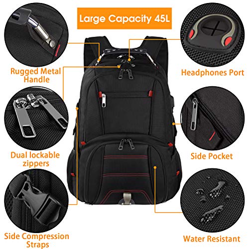 LTINVECK Travel Laptop Backpack, Extra Large Backpack for Men Women with USB Charging Port, TSA Friendly Heavy Duty Big Business Computer Bag Tech Backpacks Bag Fit 17 Inch Laptops, RFID Backbag - Image 3
