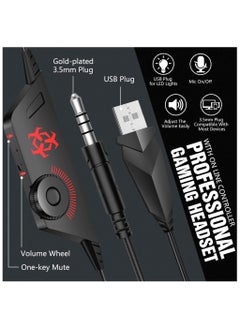 BENGOO BENGOO V-4 Gaming Headset for Xbox One, PS4, PC, Controller, Noise Cancelling Over Ear Headphones with Mic, LED Light Bass Surround Soft Memory Earmuffs for...  - Image 5