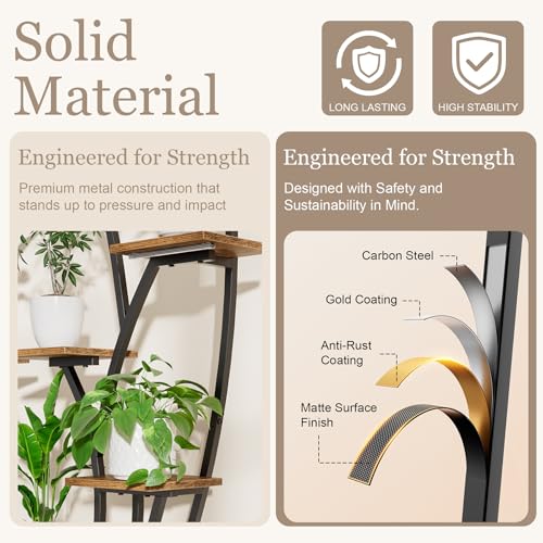 BACEKOLL Plant Stand Indoor with Grow Lights - Lighted Indoor Plant Shelf Tall, 61" 7 Tier Large Plant Stands for Indoor Growing, 2 Pack Corner Flower Shelves, Half-Moon Metal Holder for Home Living Room Black - Image 5