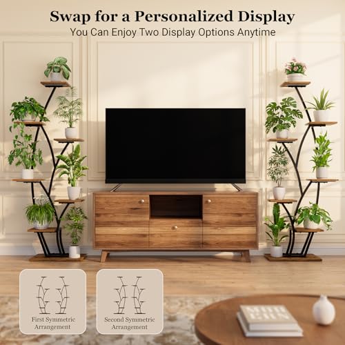 BACEKOLL Plant Stand Indoor with Grow Lights - Lighted Indoor Plant Shelf Tall, 61" 7 Tier Large Plant Stands for Indoor Growing, 2 Pack Corner Flower Shelves, Half-Moon Metal Holder for Home Living Room Black - Image 4