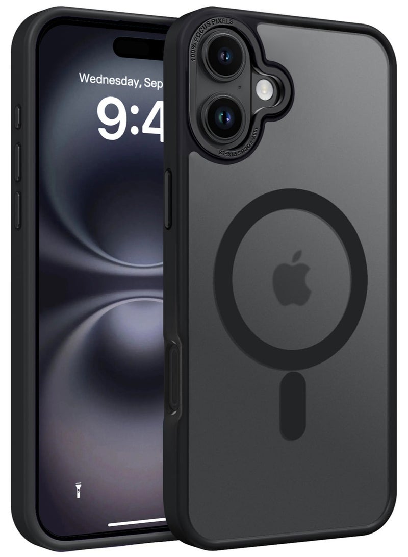 Concretization iPhone 16 MagSafe Case Magnetic Back Cover,【Full Shockproof Protection】Translucent Matte Back, Slim Phone Cover with Strong Magnet for Apple 16 (2024)(Black) - Image 1