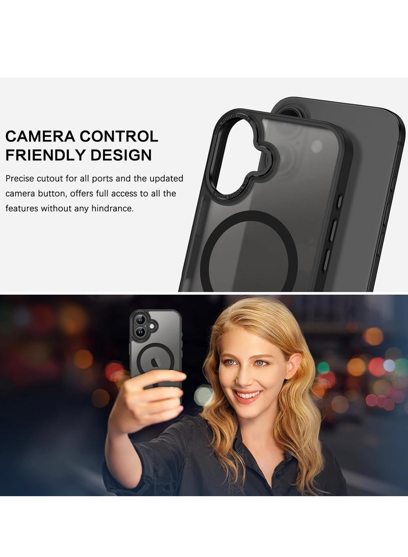 Concretization iPhone 16 MagSafe Case Magnetic Back Cover,【Full Shockproof Protection】Translucent Matte Back, Slim Phone Cover with Strong Magnet for Apple 16 (2024)(Black) - Image 2
