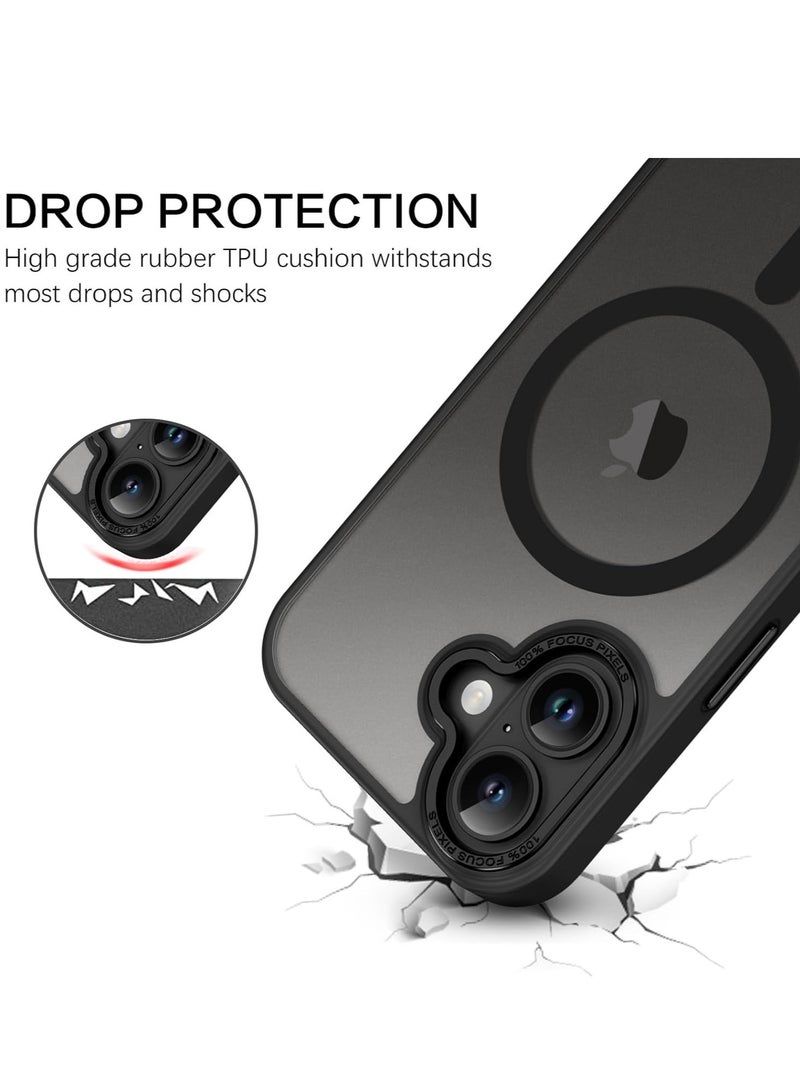 Concretization iPhone 16 MagSafe Case Magnetic Back Cover,【Full Shockproof Protection】Translucent Matte Back, Slim Phone Cover with Strong Magnet for Apple 16 (2024)(Black) - Image 4