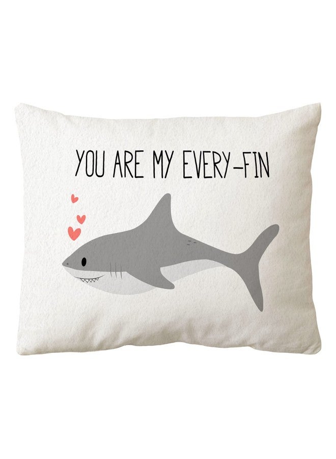 Sidhua Sharks Ocean Animals Themed Pillowcase Decorations for Home, Cute Shark You are My Every Fin Throw Pillow Cover 12”x20”, Love Gifts, Shark Lover Gifts - Image 1