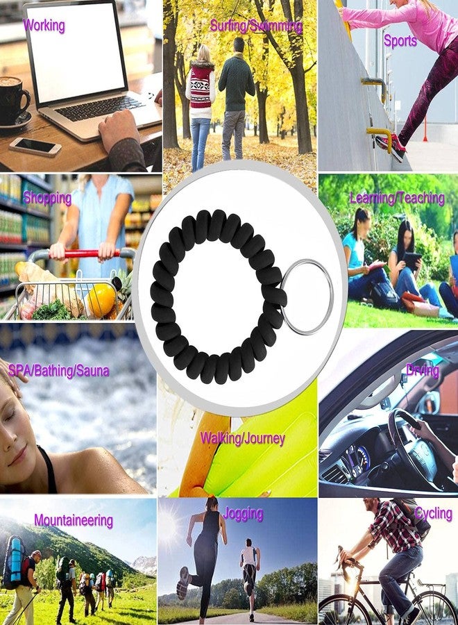 بي اي اتش ار تي سي سوار معصم حلزوني قابل للتمدد من BIHRTC مكون من 5 قطع، مزود بحلقة مفاتيح، وحامل مفاتيح، وحلقة مفاتيح حلزونية مرنة، مناسب للصالة الرياضية وحمام السباحة والساونا الخارجية. - Image 4