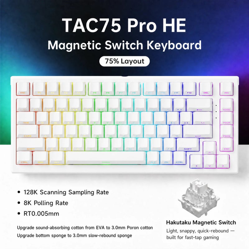 Akko TAC75 HE Magnetic Switch Mechanical Keyboard 75% Rapid Trigger 0.005mm Argb 8K Polling Rate Wired Custom Gaming - Image 1
