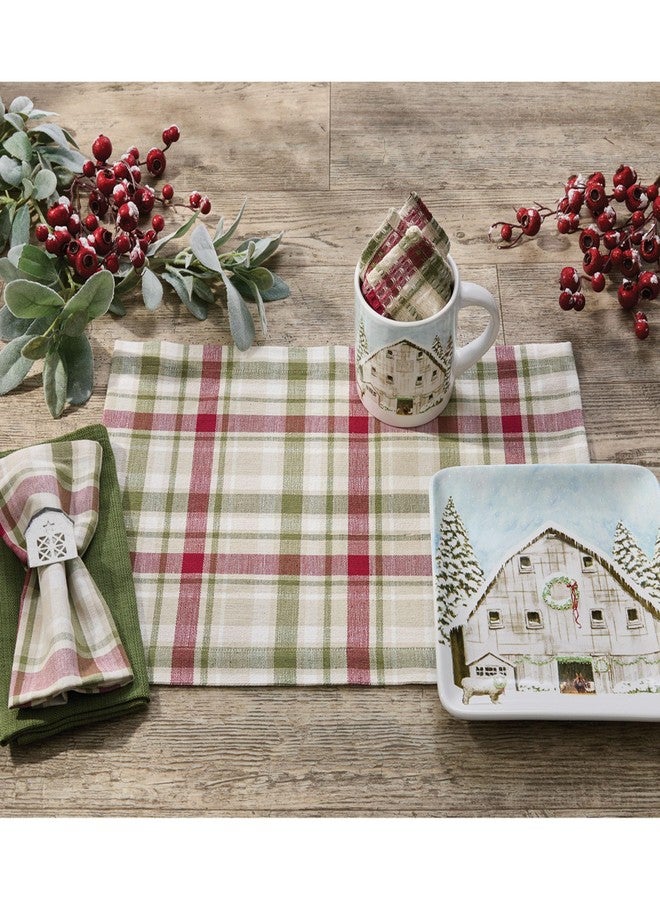 Park Designs Christmas Barn Placemat Set of 4 | Festive Red Green Cream Plaid Cotton Table Mats | Protective Holiday Dining Accents for Winter Meals | Reusable Farmhouse Tabletop Layer for Daily Use - Image 2