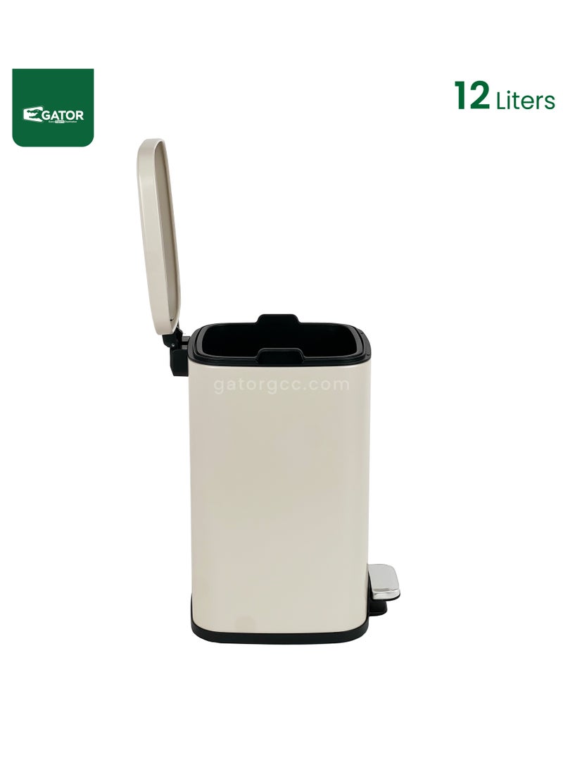 EKO EKO Stainless Steel Color coated Slow Cloasing Bin 12L Beige  - Image 3
