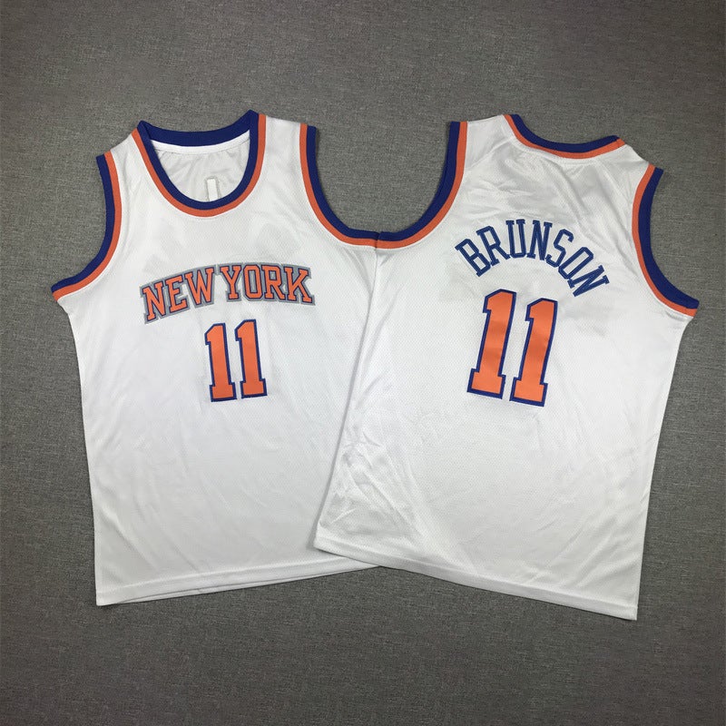 Children'S Basketball Jersey Knicks No. 11 Jarron Brunson Embroidered Edition Sports Casual Blue Jersey - Image 3