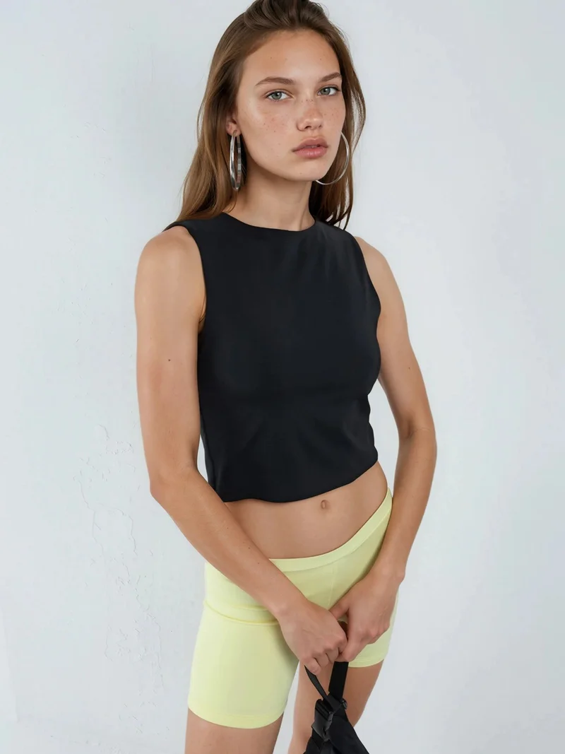بوسيم BUSEM Boat Neck Sleeveless Knitted Blouse