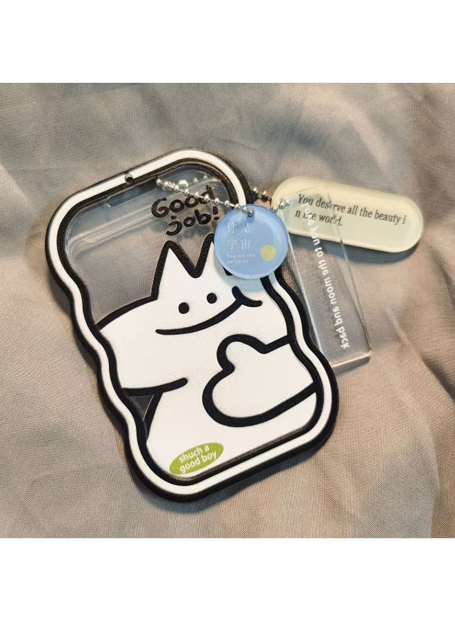 NIBEMINENT 1 - Piece Good Job Kpop Photo Card Holder Pendant Key Chain ID Badge Holder ID Card Holder Photo Card Protector for School ID Office ID Access Card for Women Girls