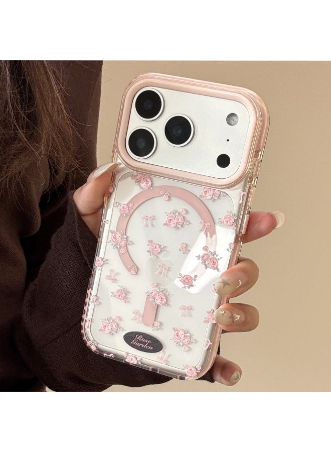 for iPhone 17 Pro Max Case Compatible with Magsafe,Clear Aesthetic Design Cute for Girls Women,Anti-Drop Protective Hard Phone Case for iPhone 17 Pro Max-Pink Florals - Image 4