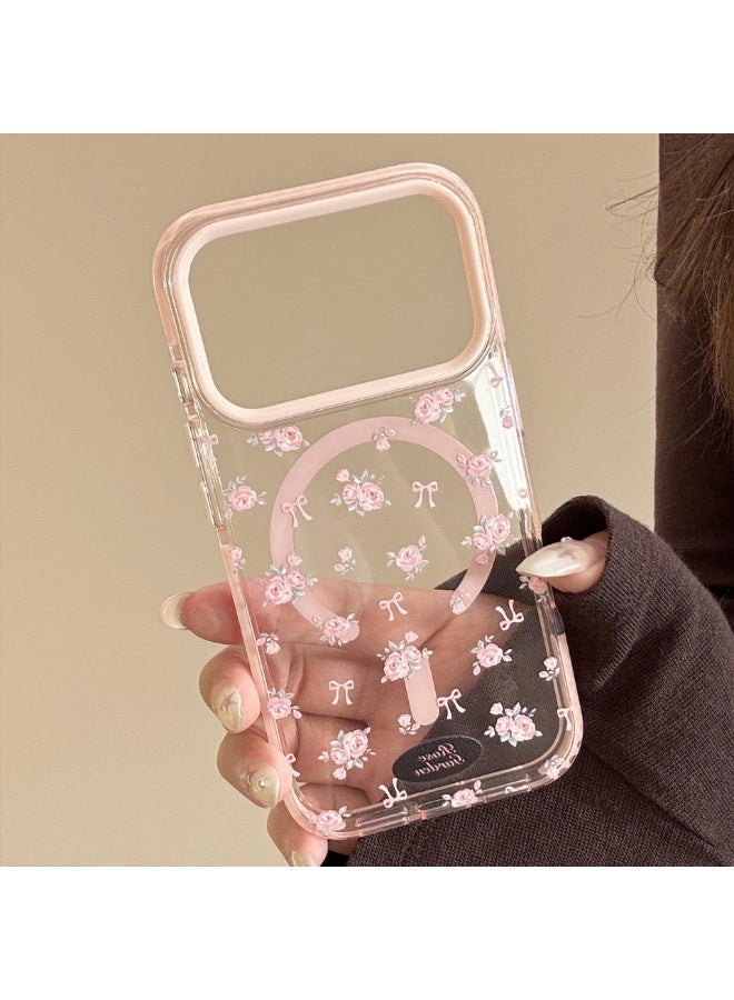 for iPhone 17 Pro Max Case Compatible with Magsafe,Clear Aesthetic Design Cute for Girls Women,Anti-Drop Protective Hard Phone Case for iPhone 17 Pro Max-Pink Florals - Image 5