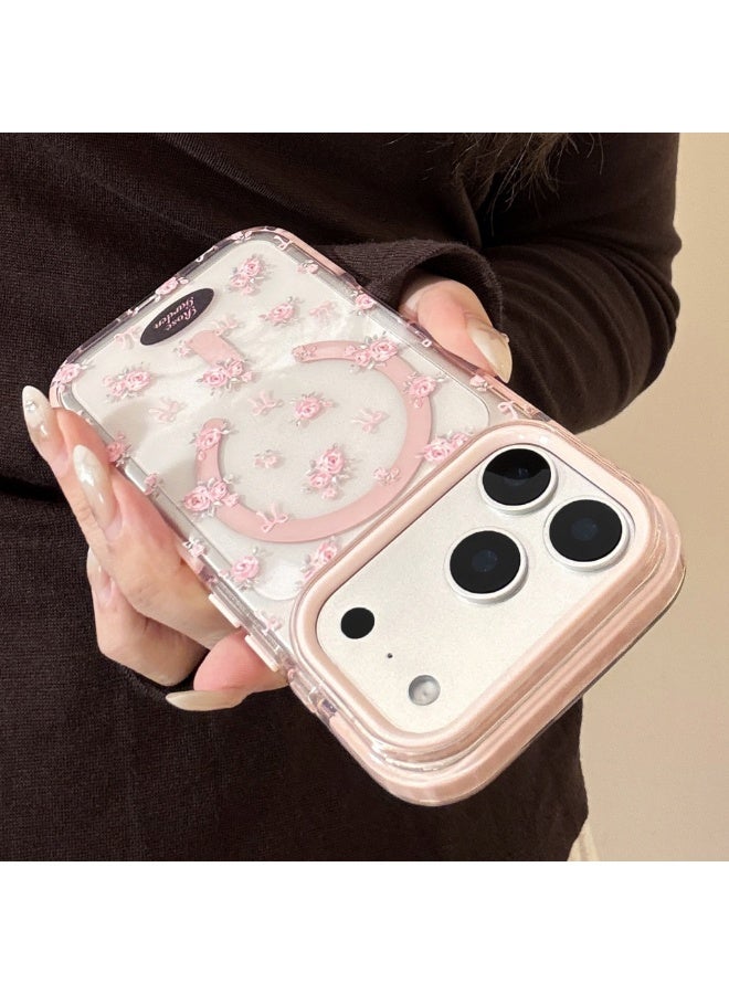 for iPhone 17 Pro Max Case Compatible with Magsafe,Clear Aesthetic Design Cute for Girls Women,Anti-Drop Protective Hard Phone Case for iPhone 17 Pro Max-Pink Florals - Image 3
