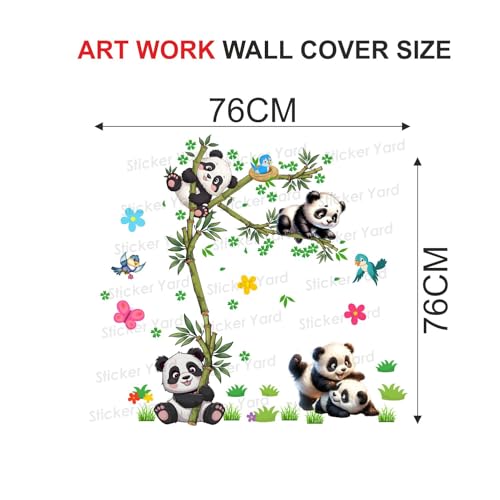 Sticker Yard PVC Vinyl Bamboo Tree Panda Design Self-Adhesive Wall Sticker for Home Decor/Decoration - Living Room, Bedroom, Kids Room (Multicolor,Size 76X76CM) - Image 4