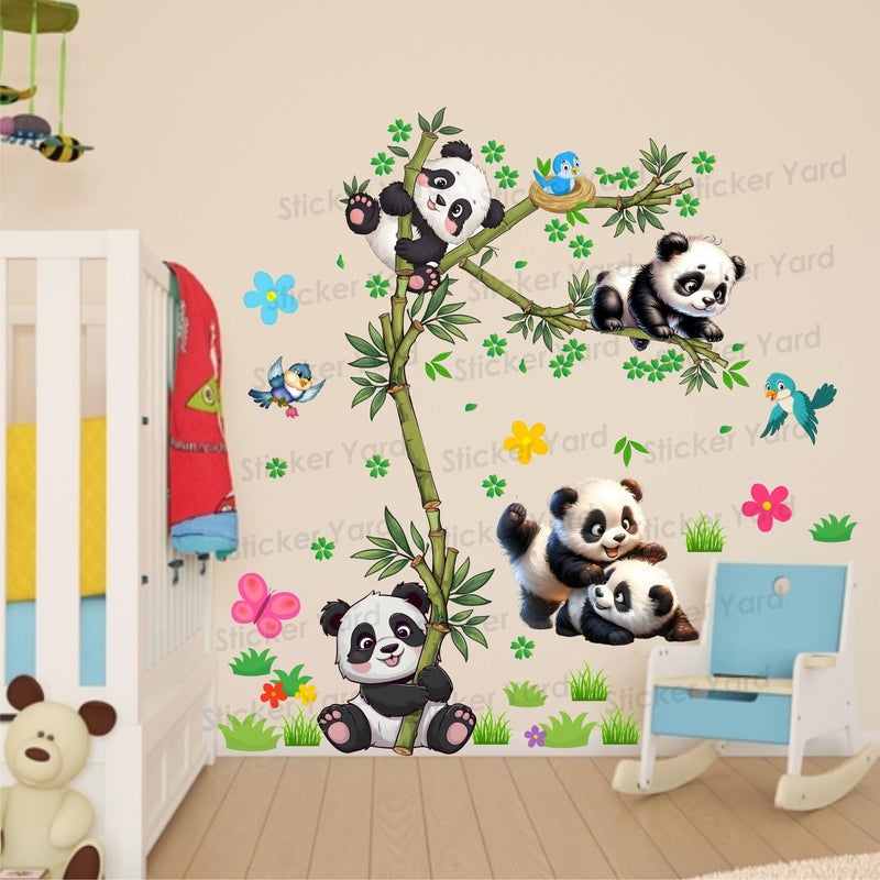 Sticker Yard PVC Vinyl Bamboo Tree Panda Design Self-Adhesive Wall Sticker for Home Decor/Decoration - Living Room, Bedroom, Kids Room (Multicolor,Size 76X76CM) - Image 5