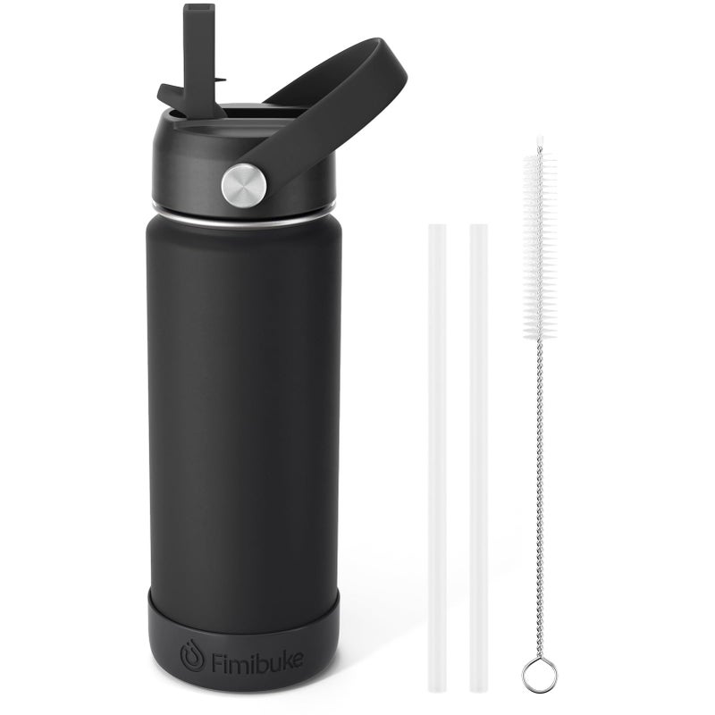 Fimibuke Kids Insulated Water Bottle 18oz BPA FREE 188 Stainless Steel Kids Cup with Straw Travel Tumbler Double Wall Vacuum Leak Proof Toddler Water Bottle for School Boys Girls1 Pack Black