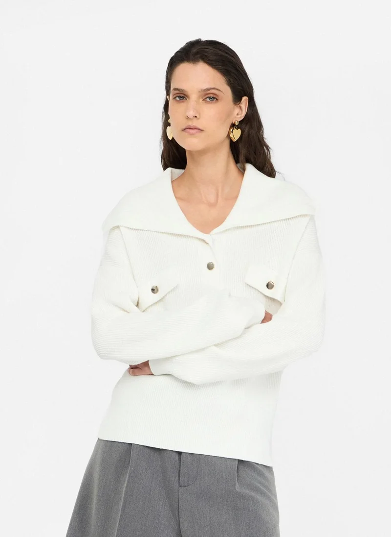 ليو جو كنزة بياقة واسعة