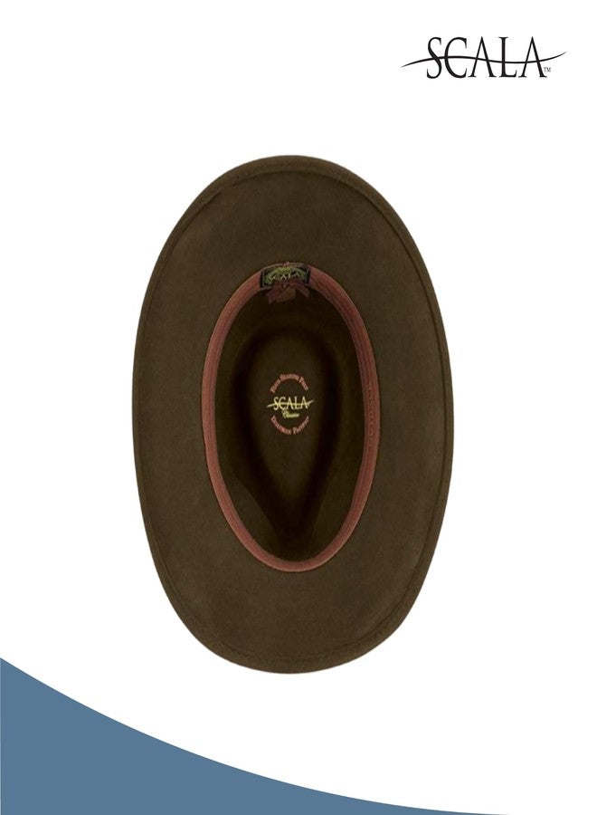 Scala Classico Men's Crushable Felt Outback Hat, Chocolate, L - Image 3