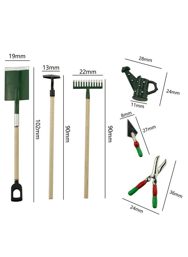 Tegg Miniature Dollhouse Garden Tools 6Pcs Mini Doll House Working Accessories - Image 3