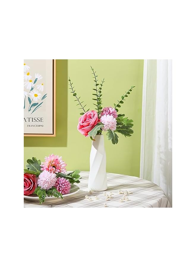 The Bros 10 Pcs Plastic Composite Flower Vase, White Tall Conic Floral Vase Ceramic Look Small Bud Vase Unbreakable Bud Vase for Centerpieces Wedding Living Room Decorations - Image 2