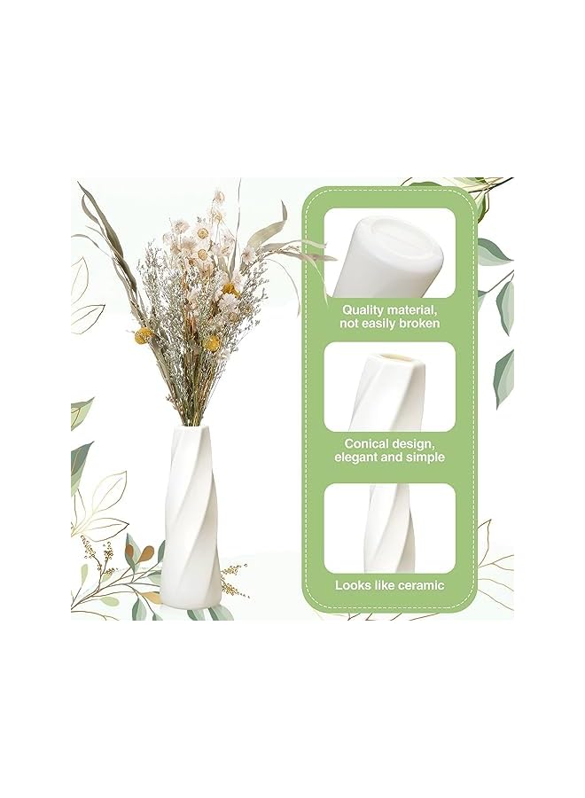The Bros 10 Pcs Plastic Composite Flower Vase, White Tall Conic Floral Vase Ceramic Look Small Bud Vase Unbreakable Bud Vase for Centerpieces Wedding Living Room Decorations - Image 4