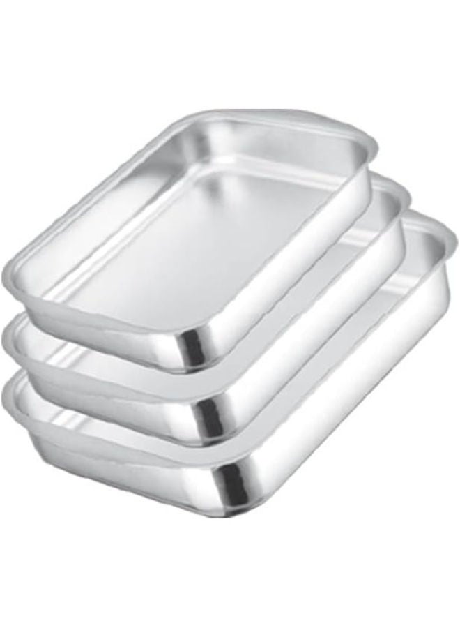 Rectanguler Aluminium Oven  3-Pieces Set, 25 cm x 30 cm x 35 cm Size