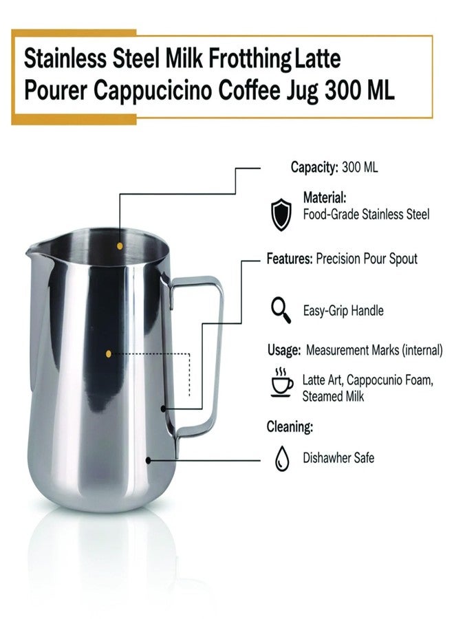 FINALITY Frothing Pitcher Mikey Store 10 Oz, 300 ml Stainless Steel Milk Pot | Set of 1 Piece - Image 3