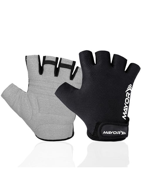 Mayor Shield Gym Gloves for Workout & Weightlifting – Black/Grey, Free Size