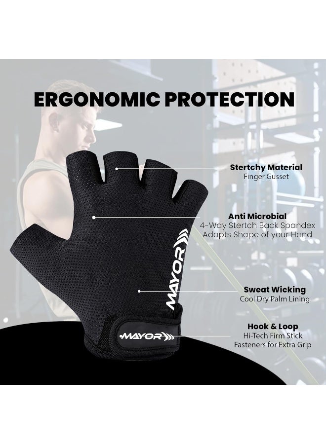 مايور قفازات مايور شيلد للياقة ورفع الأثقال – أسود/رمادي، مقاس حر - Image 3