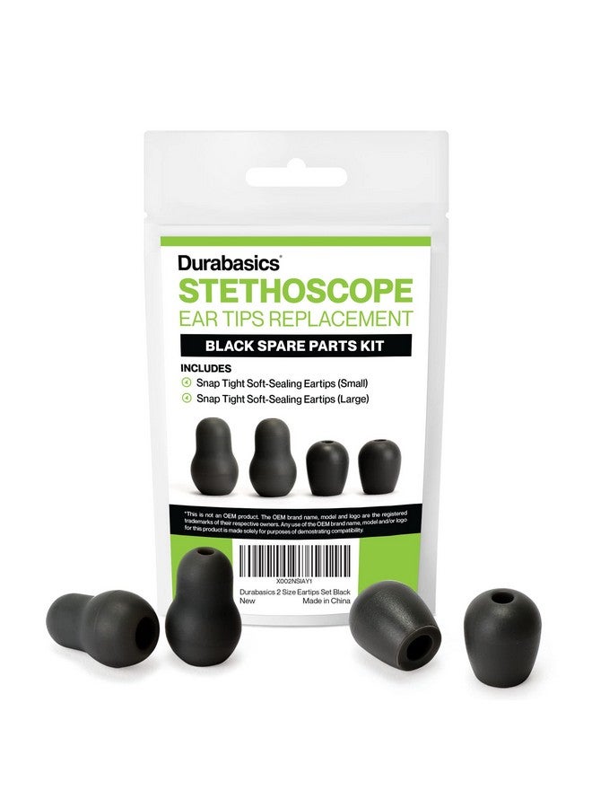 Durabasics Stethoscope Ear Tips Replacement For Littmann Stethoscopes Compatible With Littman Ear Tips Replacement Stethoscope Ear Pieces Littmann Stethoscope Parts & Cardiology Iv Parts Black - Image 1