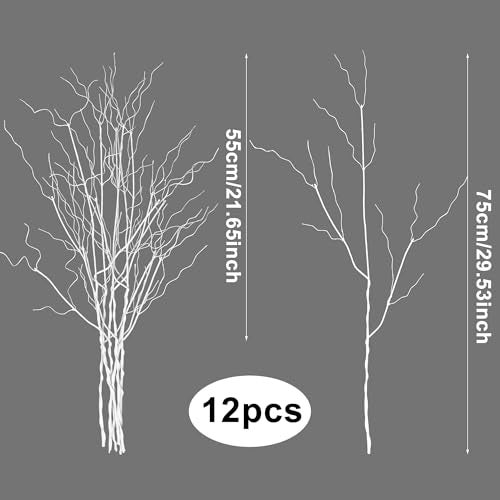 Maniaacer 12PCS White Artificial Curly Willow Branches Lifelike Dried Twigs 295 Inch Bendable Sticks Stem for Vase DIY Craft Garden Office Wedding Home Decor - Image 3