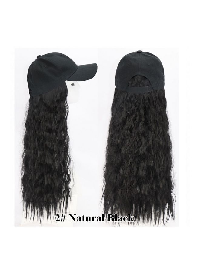 NIBEMINENT Long Wavy Hair Extension With Hat Black - Image 2