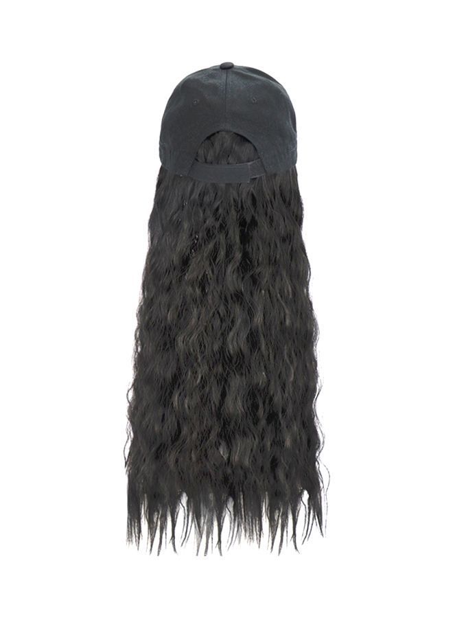 NIBEMINENT Long Wavy Hair Extension With Hat Black - Image 1